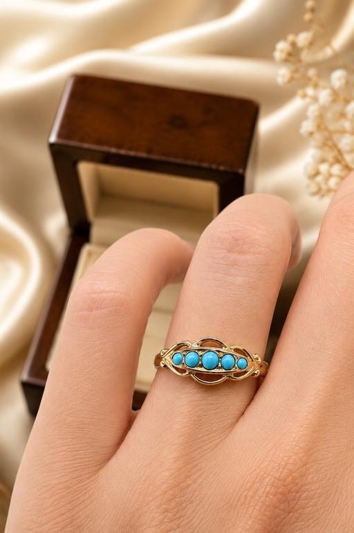  — Turquoise Five-Stone 9ct Yellow Gold Ring