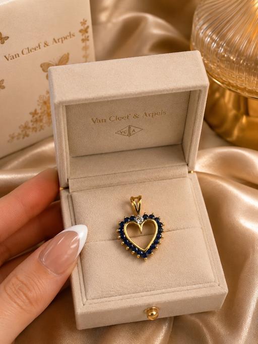  — 9ct Gold Sapphire and Diamond Heart Pendant