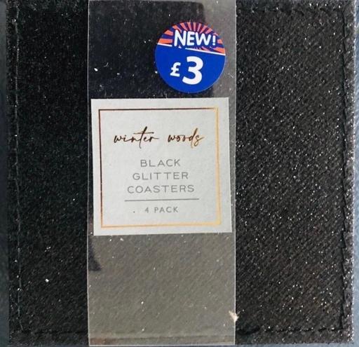  — Black glitter drinks coasters
