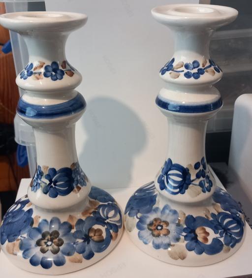  — vintage Włocławek Fajans ceramic Candlesticks