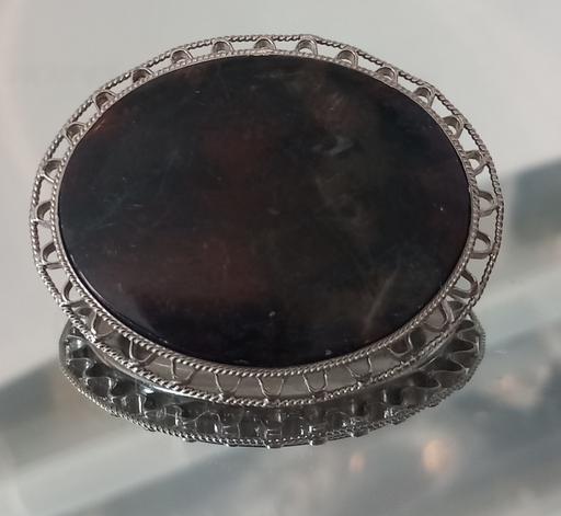  — Vintage semi precious dark agate brooch