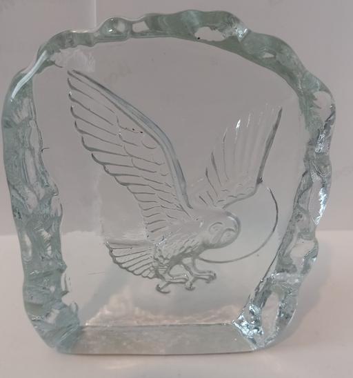  — EPL crystal glass owl paperweight