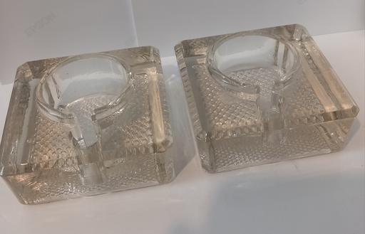  — vintage pair of criterion glass inkwells