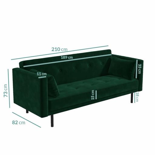  — Luxury 3 Seat Velvet Sofa Bed In Dark Green