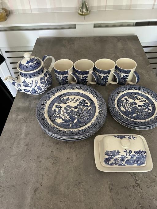  — Plates cups teapot butter dish