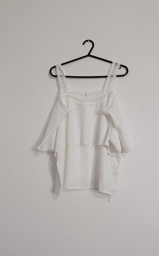  — white cold shoulder blouse