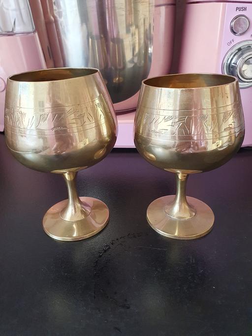  — pair vintage brass goblets/chalice