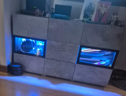  — Concrete grey tv cabinet with led lights
