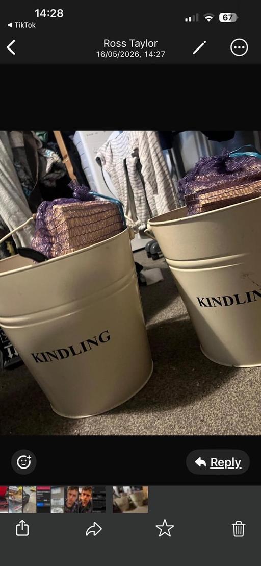  — Kindling buckets and wood