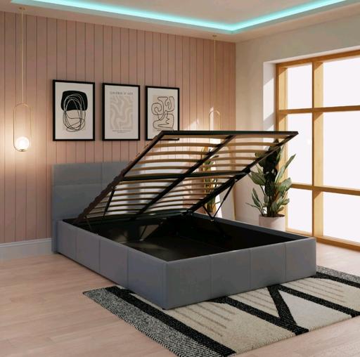  — new boxed 3/4 grey ottoman bed