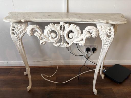  — White ornate Boroque-style Marble table