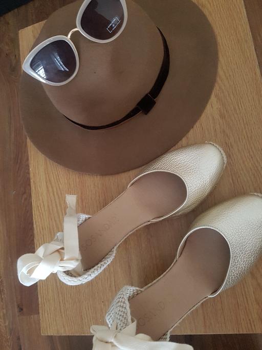  —  Leather Metallic Wedge Espadrilles

