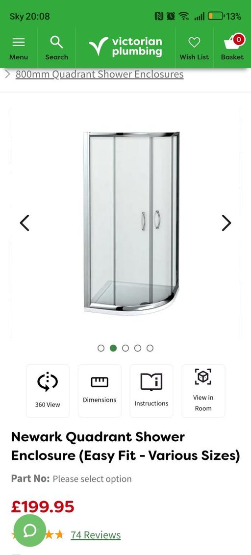  — Brand new Newark Quadrant Shower enclosure