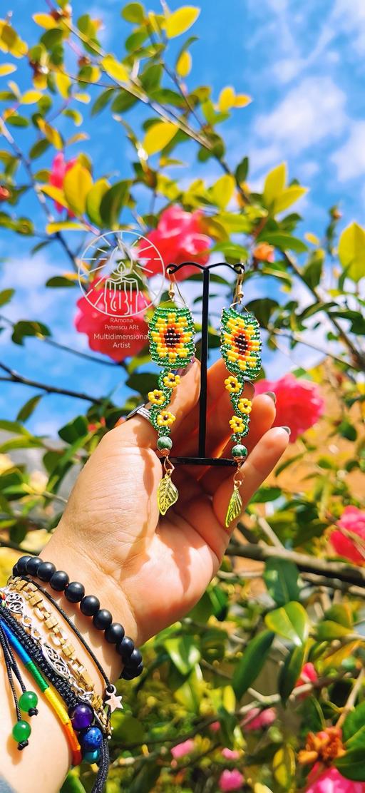  — 🌻 Sunflower Green Spot Jasper Earrings