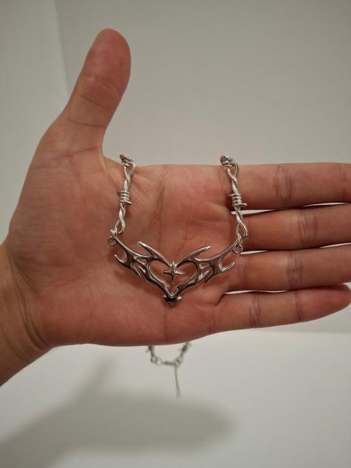  — Silver Tribal Barbed Wire Y2K Necklace Unisex
