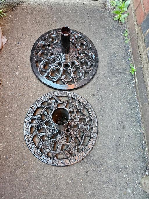  — cast iron parasol base x 2   £25 Each