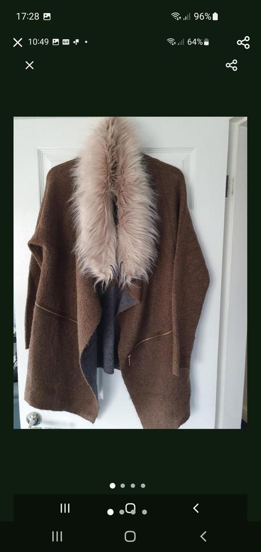  — ladies fur trim cardigan NEXT