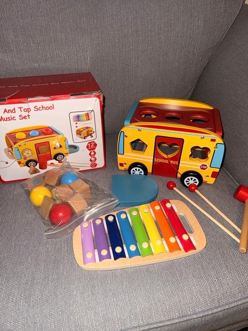  — Wooden Musical School Bus Toy set