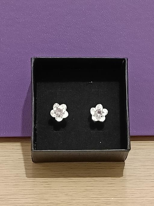 — Sterling silver earrings, sparkly flowers.
