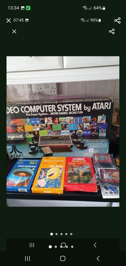  — vintage atari woody games console & 7 games