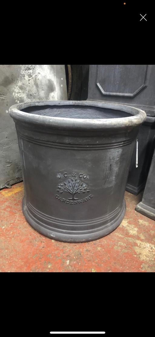  — 2 dark grey large garden pots new