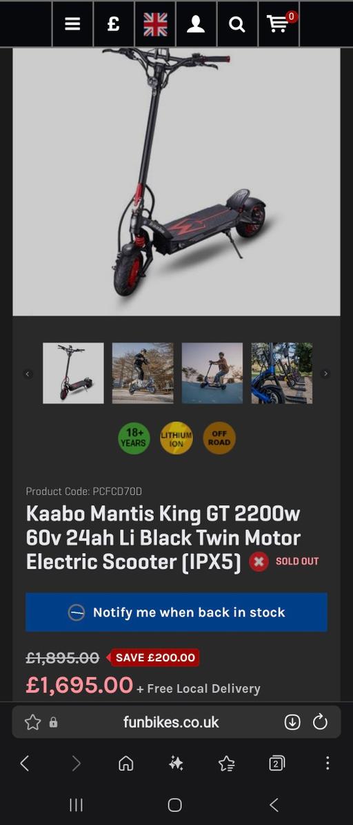 — Kaabo Mantis King GT 2200w 60v Dual motor
