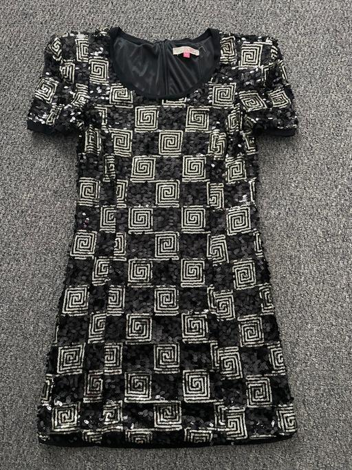  — Little black & gold sequin mini dress size 12