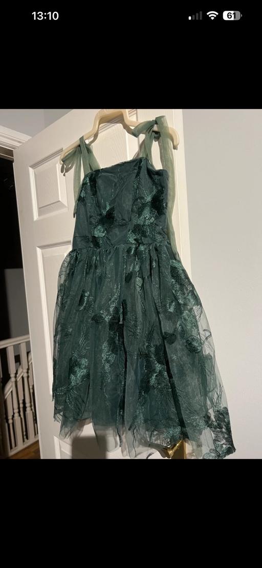  — Woman’s Emerald Green shiny mesh dress