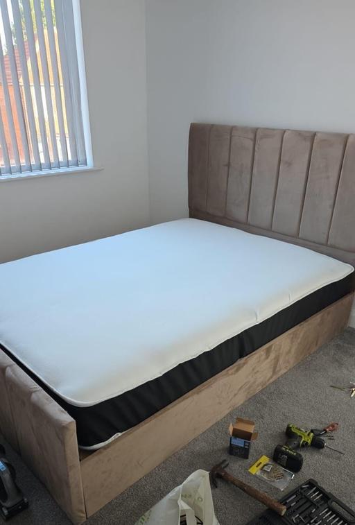  — Beige Double Bed with Mattress