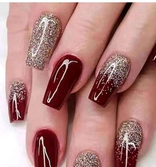  — Press-On Nails Coffin Shape glitter effect