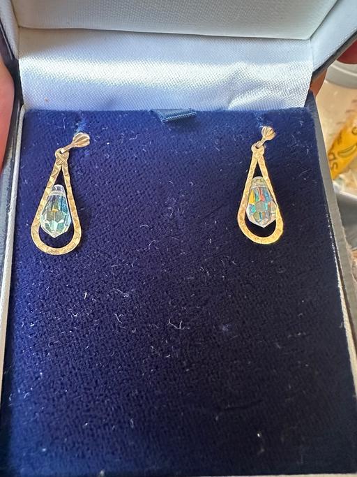  — 9CT Gold Earrings 9K drop crystal earrings