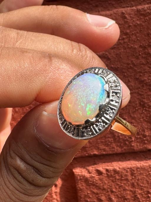  — 14CT Opal / Diamond Ring 14K 6.5 grams