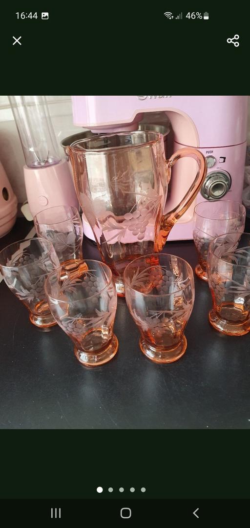  — vintage pitcher jug & glasses set