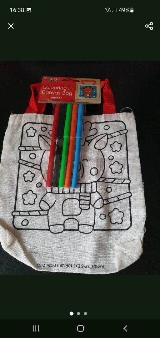  — Christmas canvas bag colouring set NEW