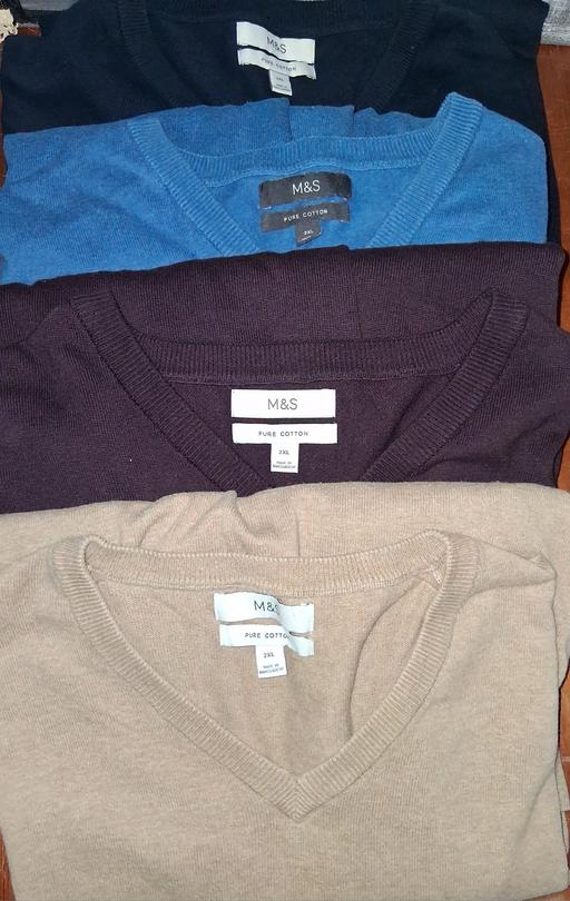  — Mens x 4 Pure Cotton V-Neck Jumpers x 4 - Fab
