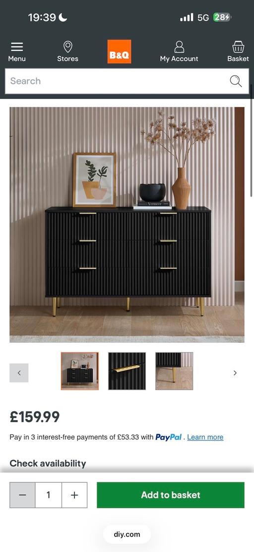  — B&Q Black and Gold Drawers