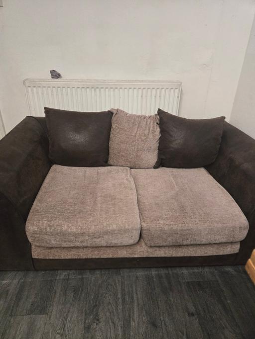  — 2 seater brown and skin fabric sofa