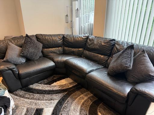  — Black corner DFS leather sofa