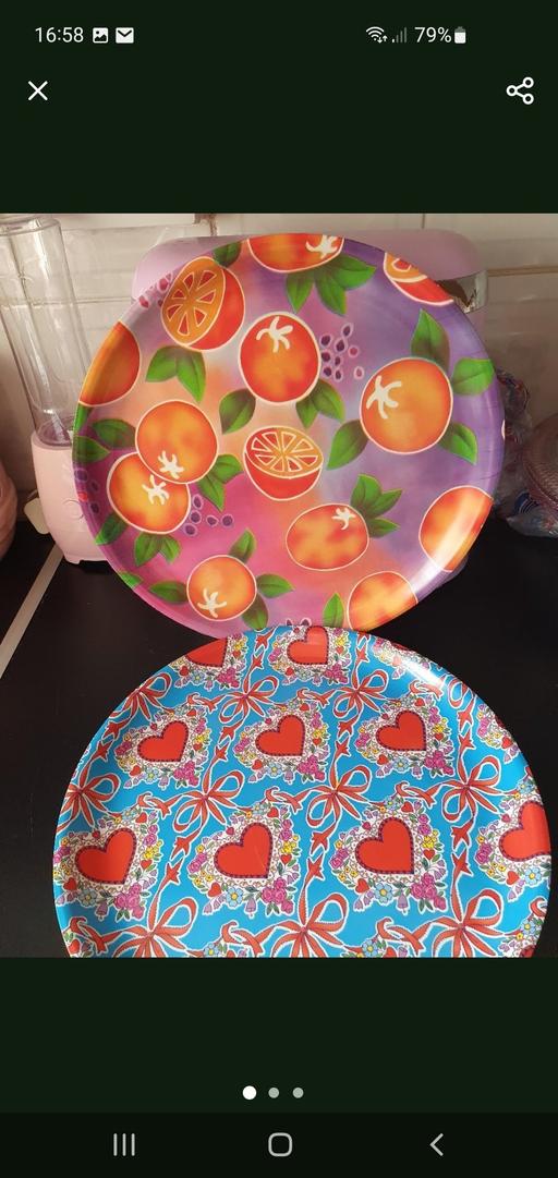  — large round trays x 2