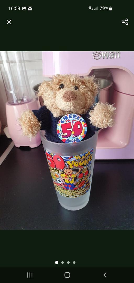  — 50th birthday glass & teddy bear set
