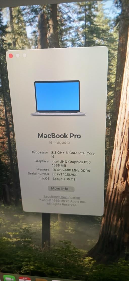 — MacBook Pro i9 8-core 16gb Ram 512SSD