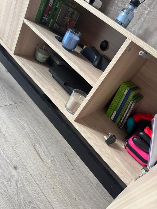  — Oak and Black Tv Unit
