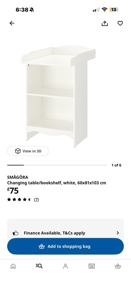  — Baby s changing table/bookshelf in white