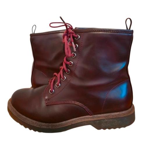  — New Look burgundy Leather Lace Up Boots