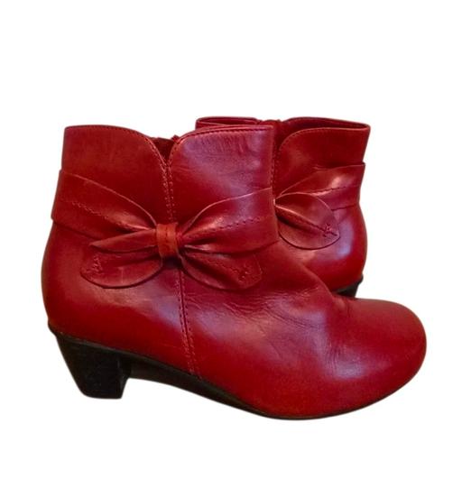  — Hotter Moonstone Red Leather Ankle Boots UK 4