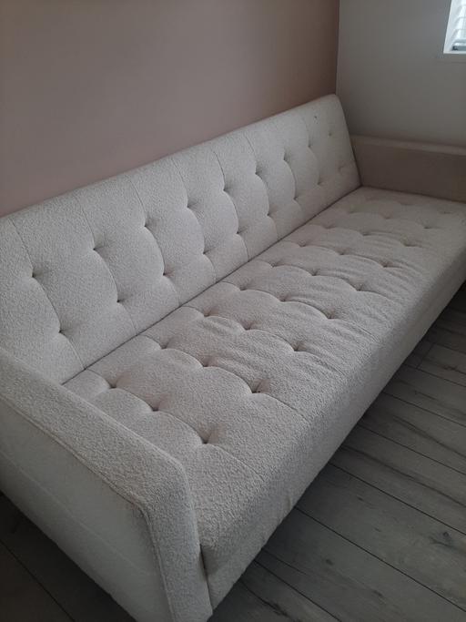  — Cream Boucle 3-Seater Sofa / Sofa Bed