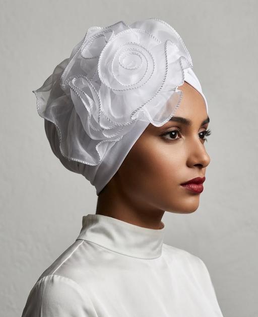 — White turban cap