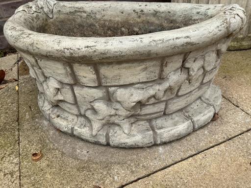  — 2 matching ornate stone concrete planters