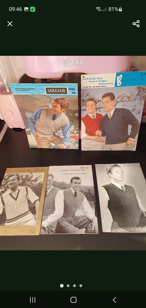  — vintage knitting patterns x 5