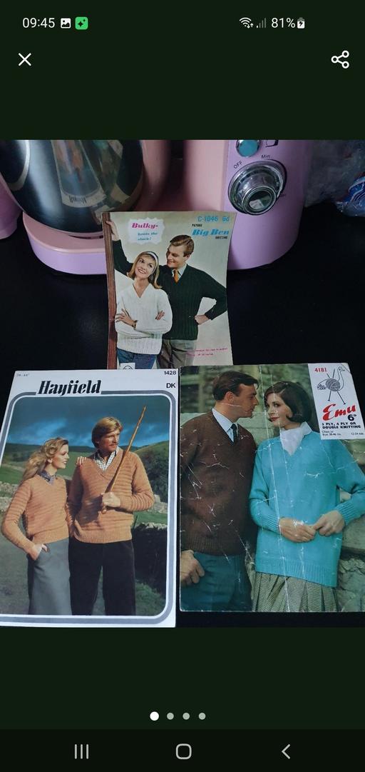  — vintage knitting patterns x 3